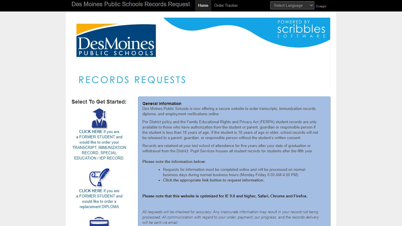 Des Moines Public Schools Records Request