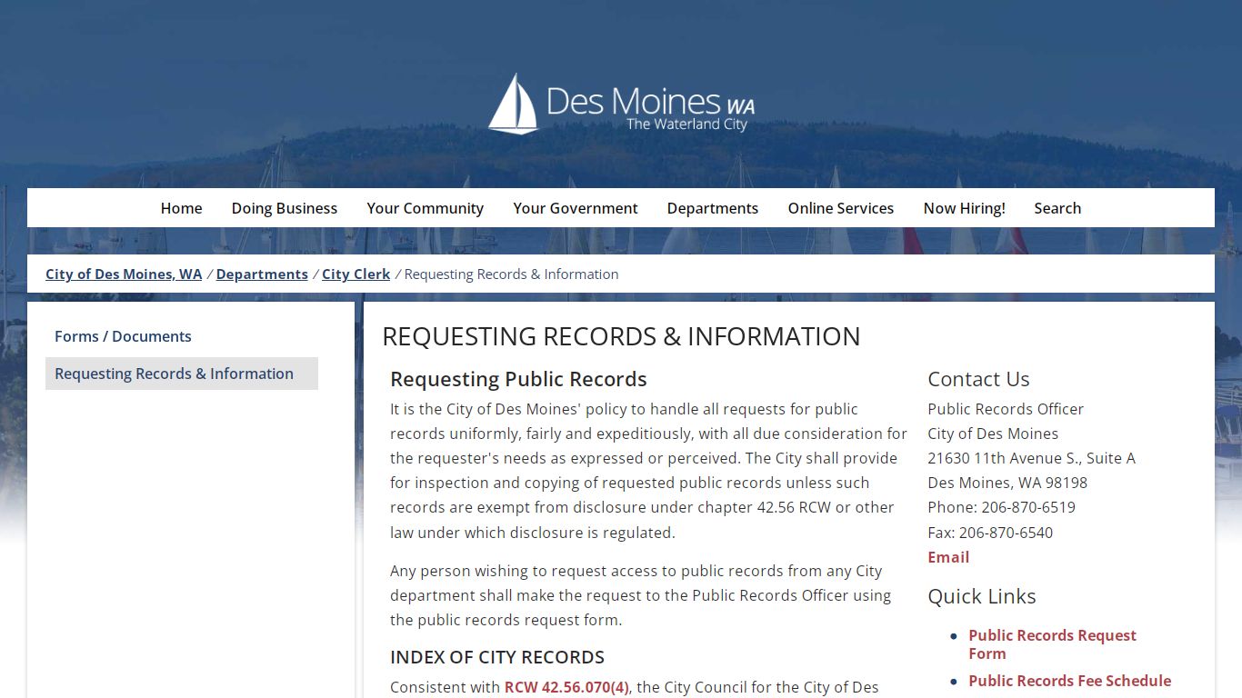 Requesting Records & Information - City of Des Moines, WA