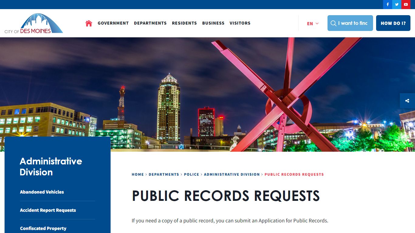 Public Records Requests - Des Moines, Iowa