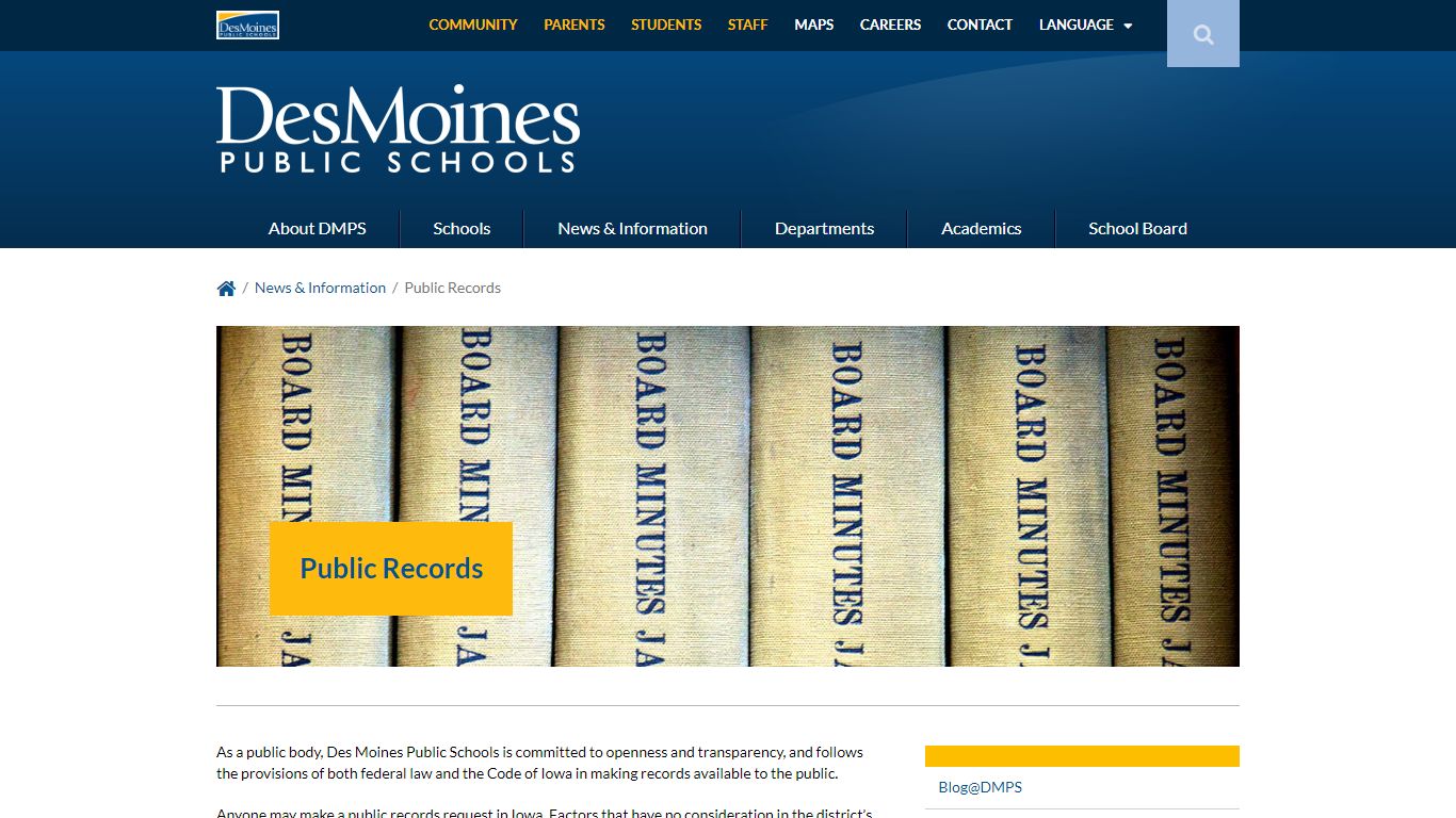 Public Records - Des Moines Public Schools