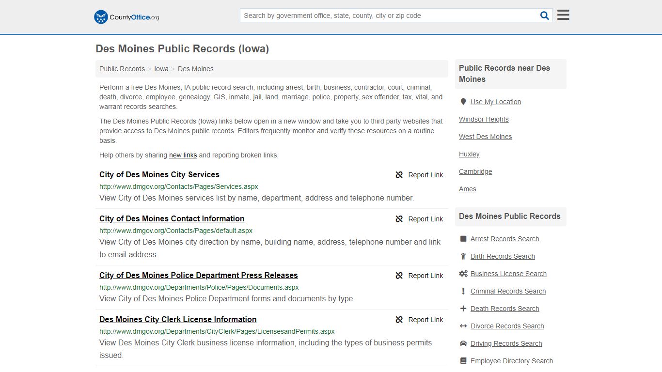 Public Records - Des Moines, IA (Business, Criminal, GIS ...